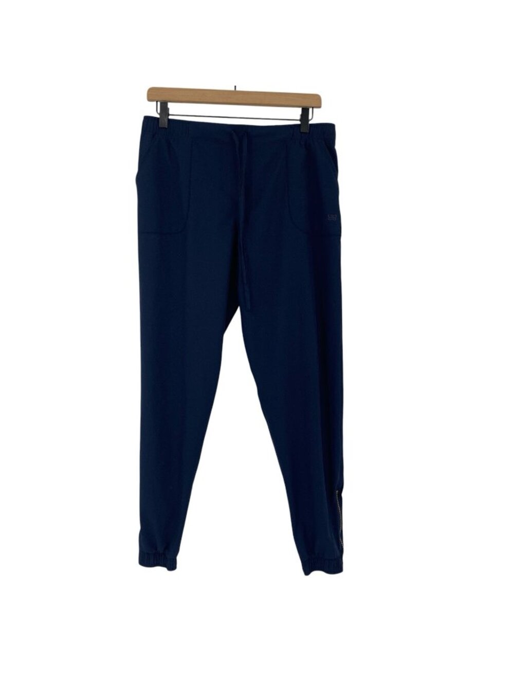 Albion Women’s Size M Blue Jetsetters Joggers Gold Ankle Zip Pants Navy